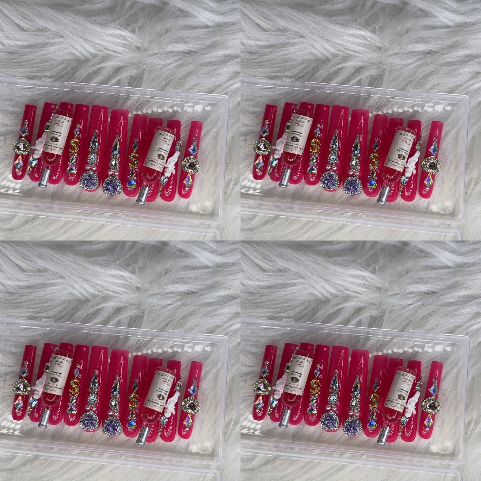 Pink acrylic press on nails with champagne HOL stores