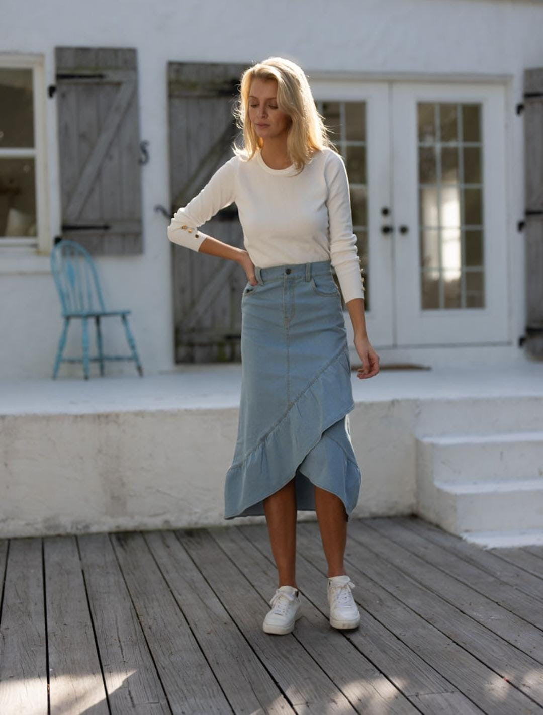 DENIM SKIRT WITH RUFFLE DETAIL profile-nyc