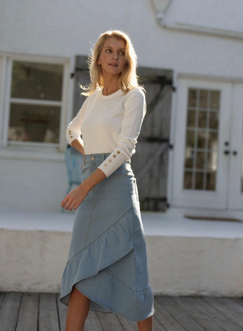 DENIM SKIRT WITH RUFFLE DETAIL profile-nyc