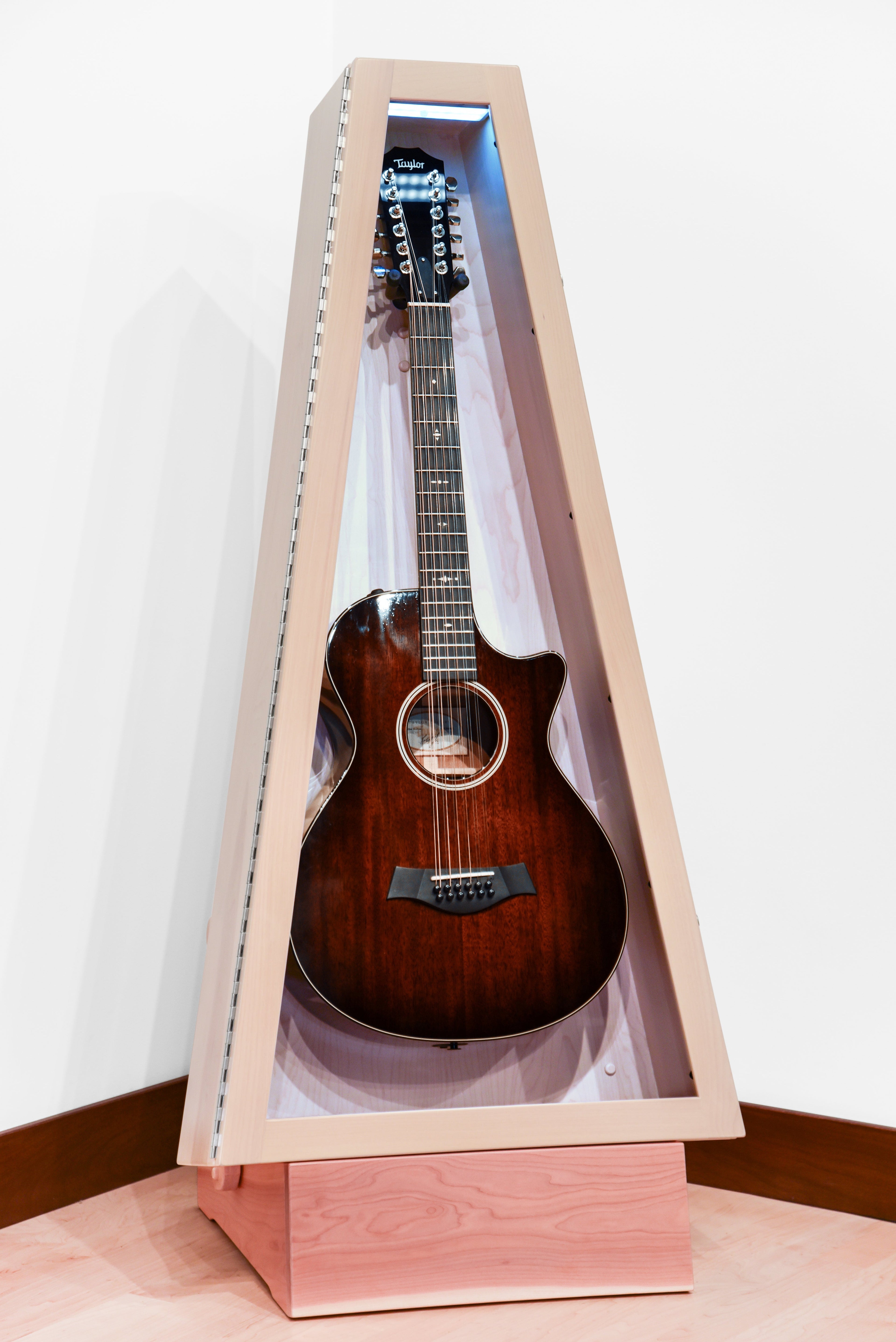 ClimaStand Triangle Humidor with Base - Birch with Campbell White Stain Acoustic Remedy Cases
