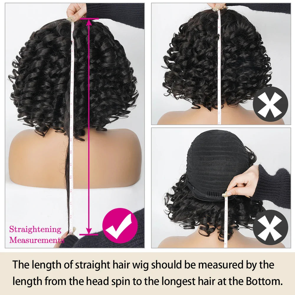 Bob Wig with Bangs Afro Bouncey Kinky Curls Brazilian Virgin Human Hair Glueless T&L Fashions Boutique