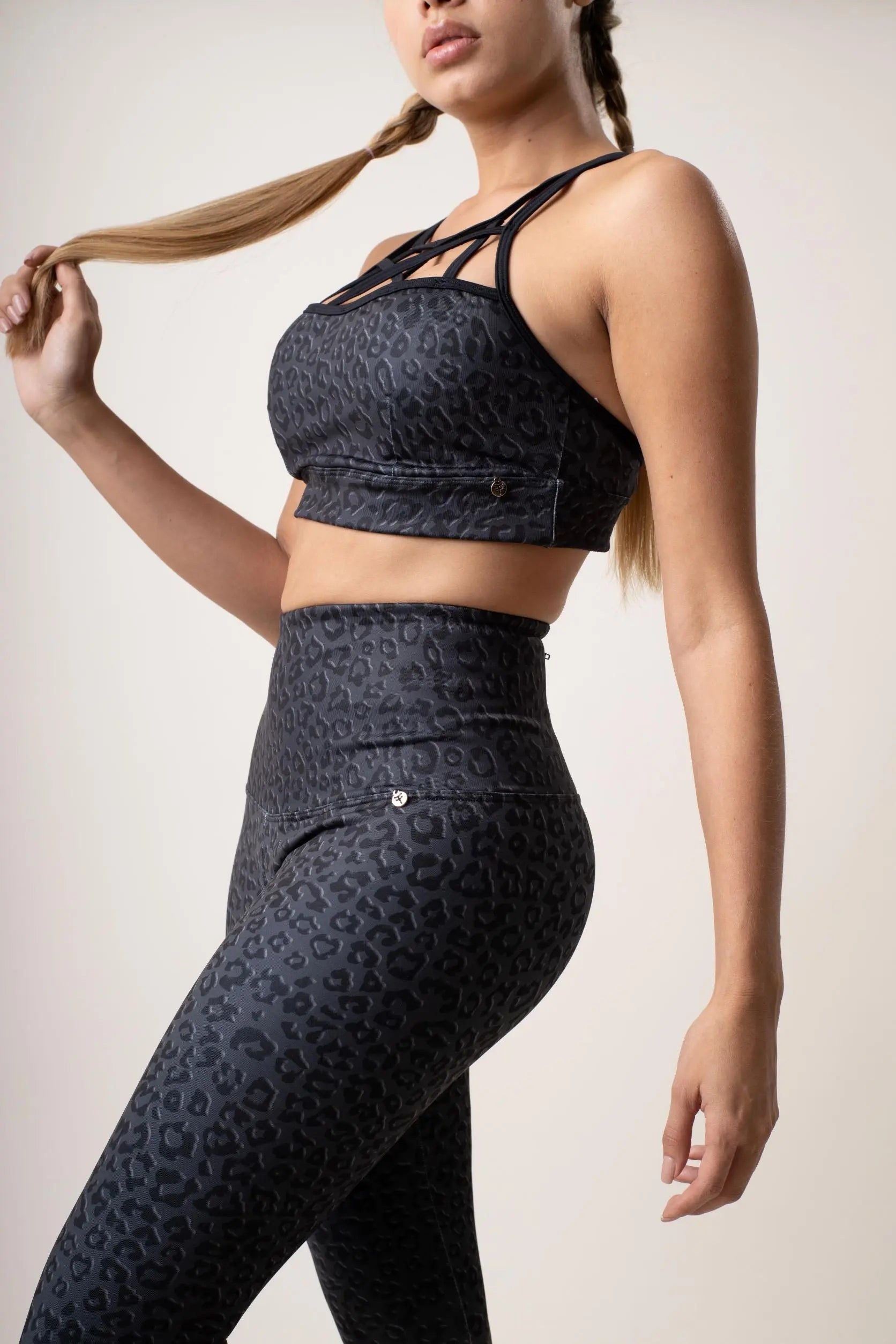 BLACK LEOPARD SET YOGA LEGGINGS TangoFit