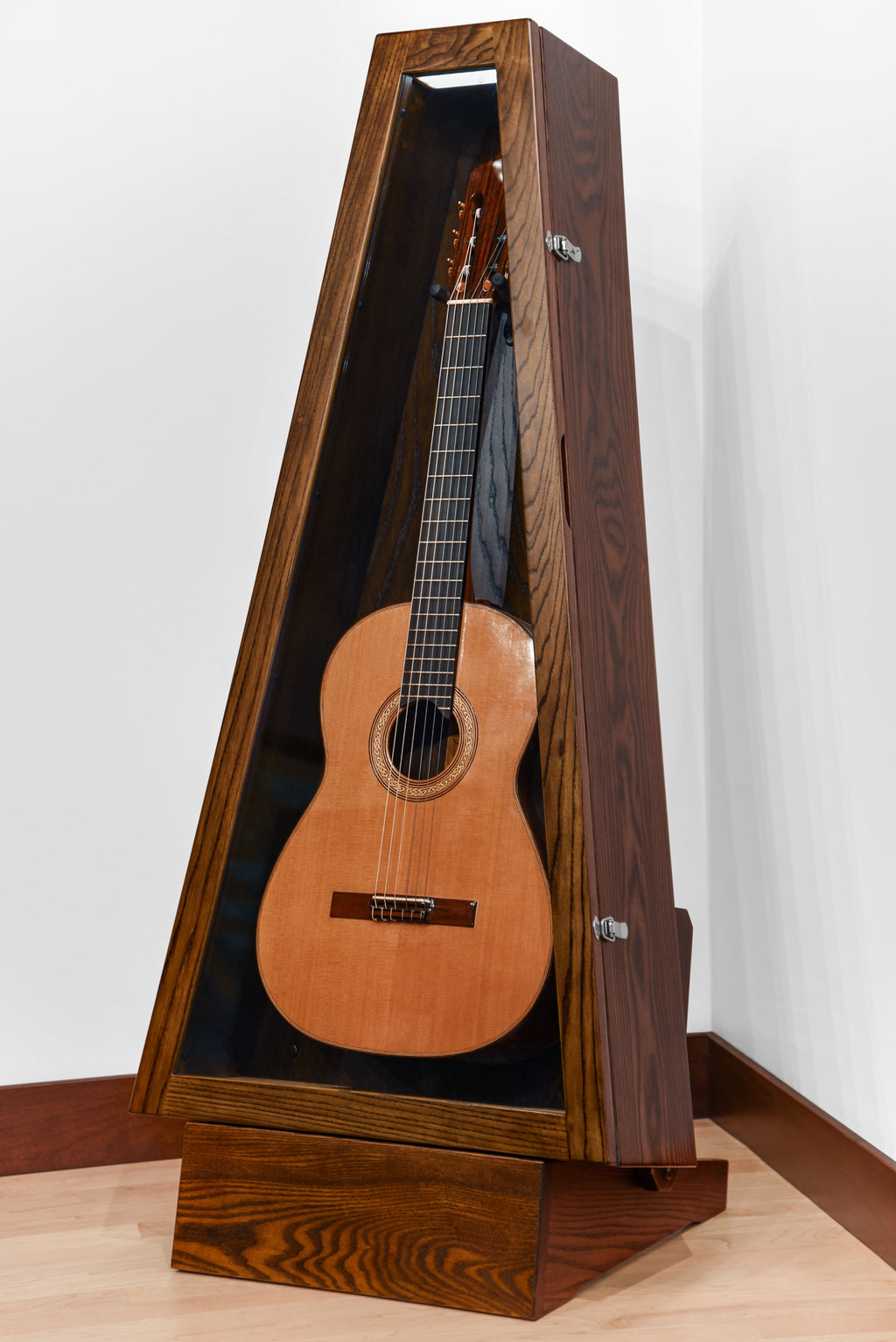 ClimaStand Triangle Humidor with Base - Northern White Ash with Rich Tobacco Stain Acoustic Remedy Cases