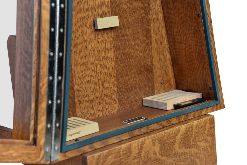 ClimaStand Triangle Humidor with Base - Quartersawn White Oak with Boston Stain Acoustic Remedy Cases