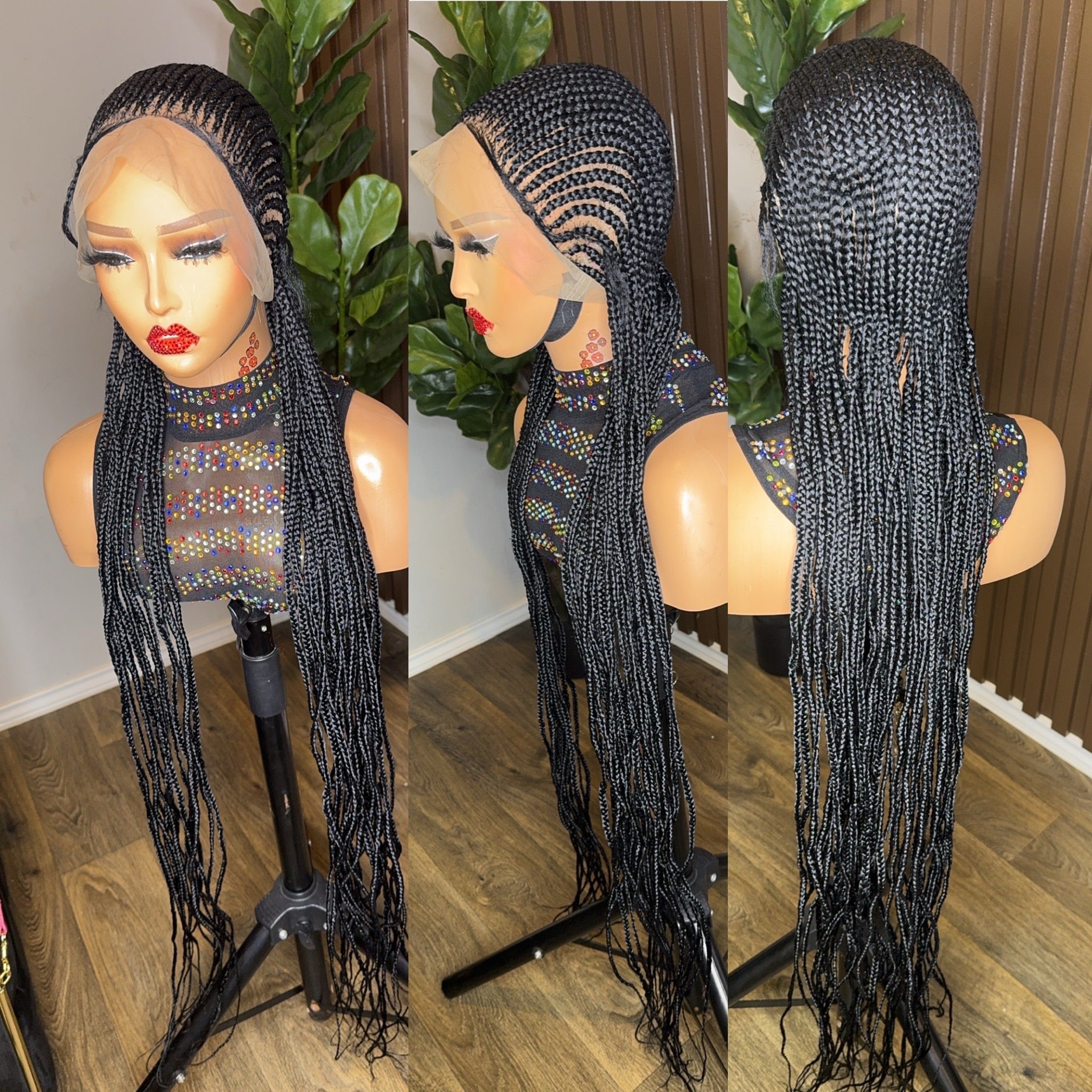 Black cornrow braided wig HOL stores