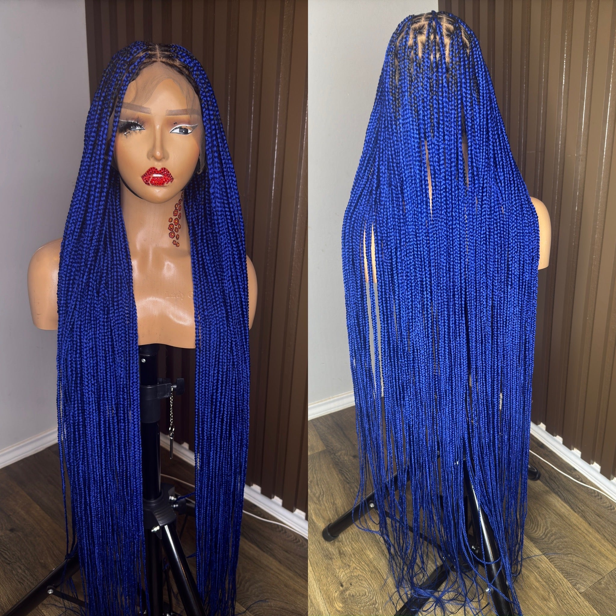 Blue knotless braided wig full lace HOL stores