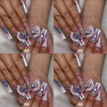 Purple and white long acrylic nails HOL stores