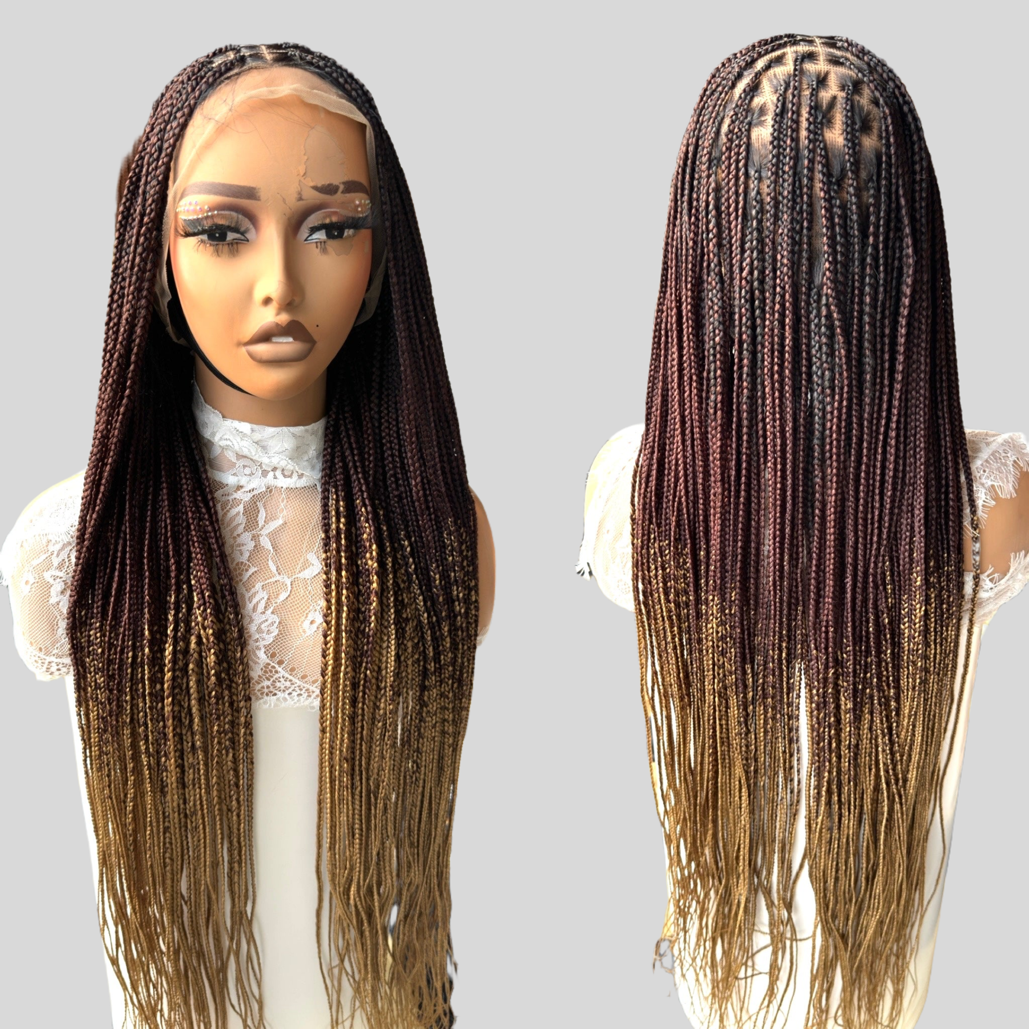 Black with brown tips 20inches knotless braids HOL stores
