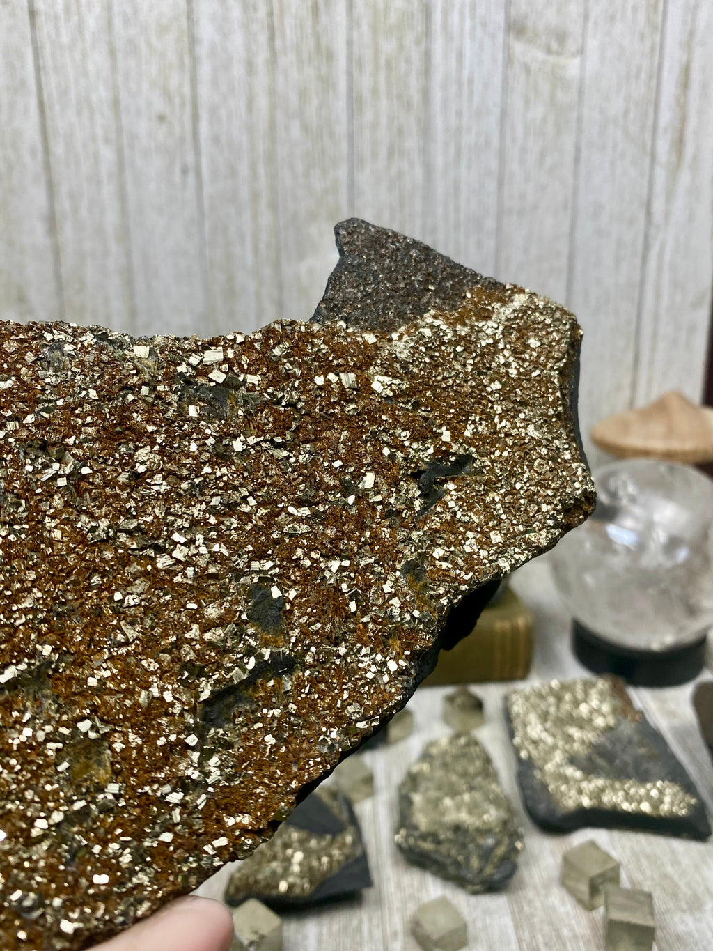 Pyrite on Shungite Raw Layered Plate | Brazil Curious Muse Crystals
