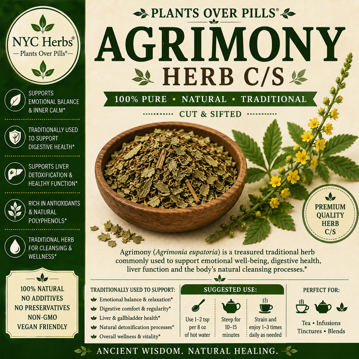 Agrimony Herb | Digestive Harmony, Wound Healing & Vital Balance NYC Herbs®