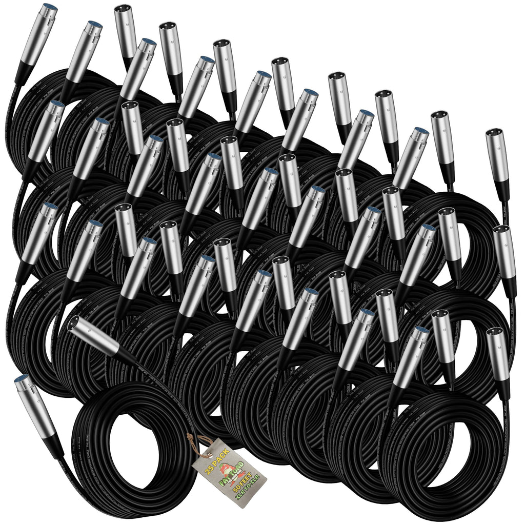 20ft XLR Mic Cables by FAT TOAD (24-PACK)- Professional Pro Audio Microphone Extension Patch with Lo-Z Connector - 24 AWG Shielded Wires & Balanced for DMX, Music Recording & Studio Mixer Gear GeekStands.com