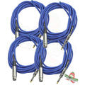 XLR Female to 1/4" Male Jack Microphone Cables (4 Pack) by FAT TOAD - 20ft Pro Audio Blue Mic Cord Extension Patch Lo-Z Connector, 24 AWG Wire GeekStands.com