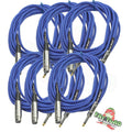 XLR Female to 1/4" Male Jack Microphone Cables (6 Pack) by FAT TOAD- 20ft Professional Pro Audio Mic Blue Cord Patch Lo-Z Connector, 24 Gauge Shielded GeekStands.com
