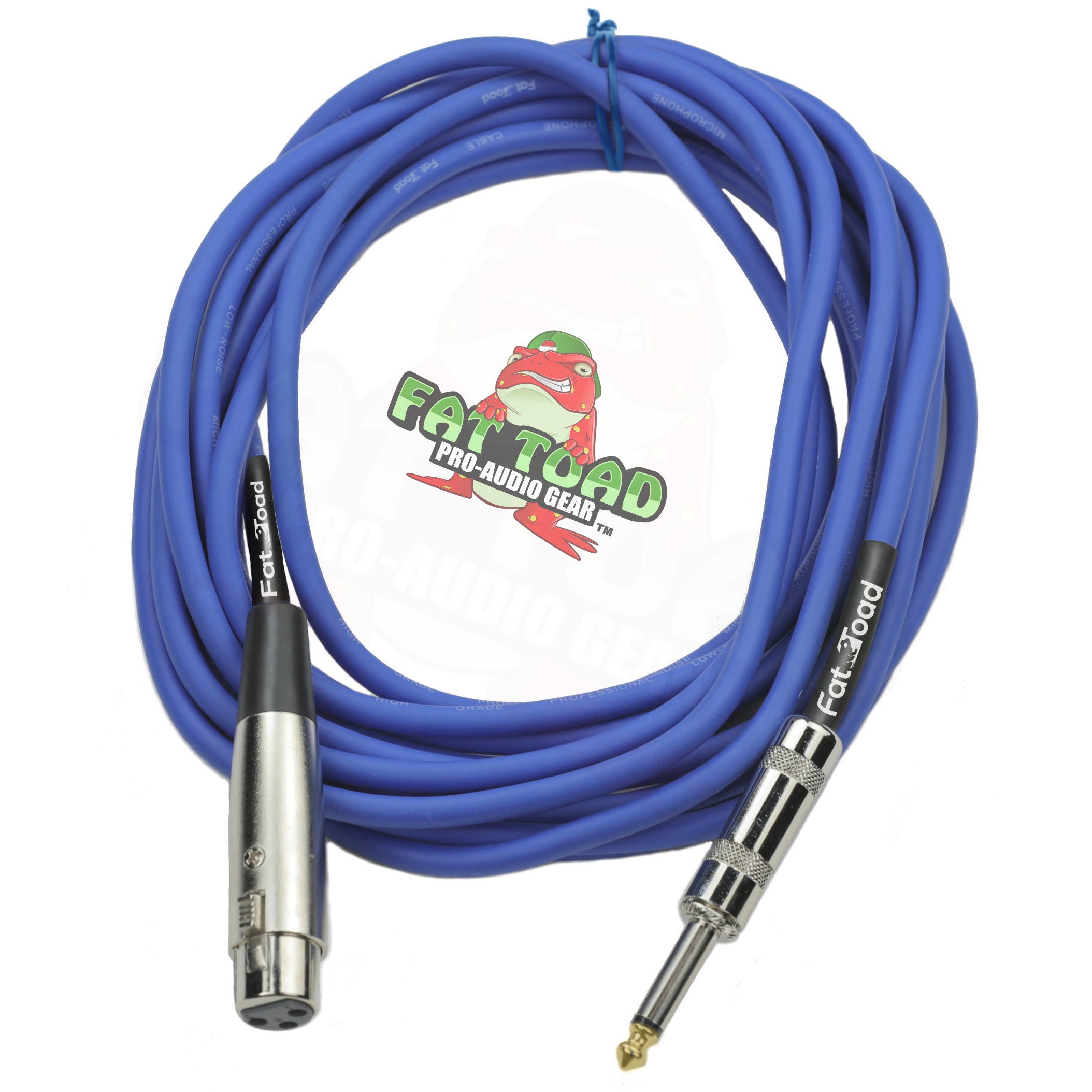 XLR Female to 1/4" Male Jack Microphone Cables (4 Pack) by FAT TOAD | 20ft Pro Audio Blue Mic Cord Extension Patch Lo-Z Connector | 24 AWG Shielded Speaker Wire & Balanced for Studio Audio Recording GeekStands.com