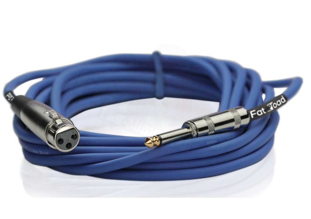 XLR Female to 1/4" Male Jack Microphone Cables (4 Pack) by FAT TOAD - 20ft Pro Audio Blue Mic Cord Extension Patch Lo-Z Connector, 24 AWG Wire GeekStands.com