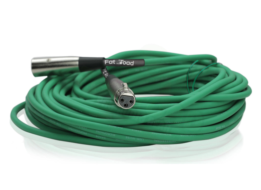 XLR Microphone Cables (2 Pack) by FAT TOAD - 50ft Pro Audio Green Mic Cord Patch Extension & Male to Female Lo-Z Connector - 24 AWG Shielded Wire GeekStands.com