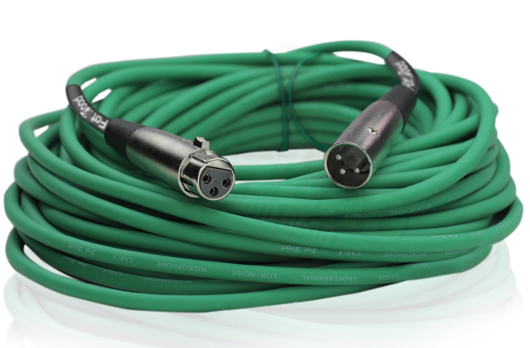 XLR Microphone Cables (4 Pack) by FAT TOAD - 50ft Professional Pro Audio Green Mic Cord Extension Patch with Lo-Z Connector - 24 AWG Shielded Wire GeekStands.com