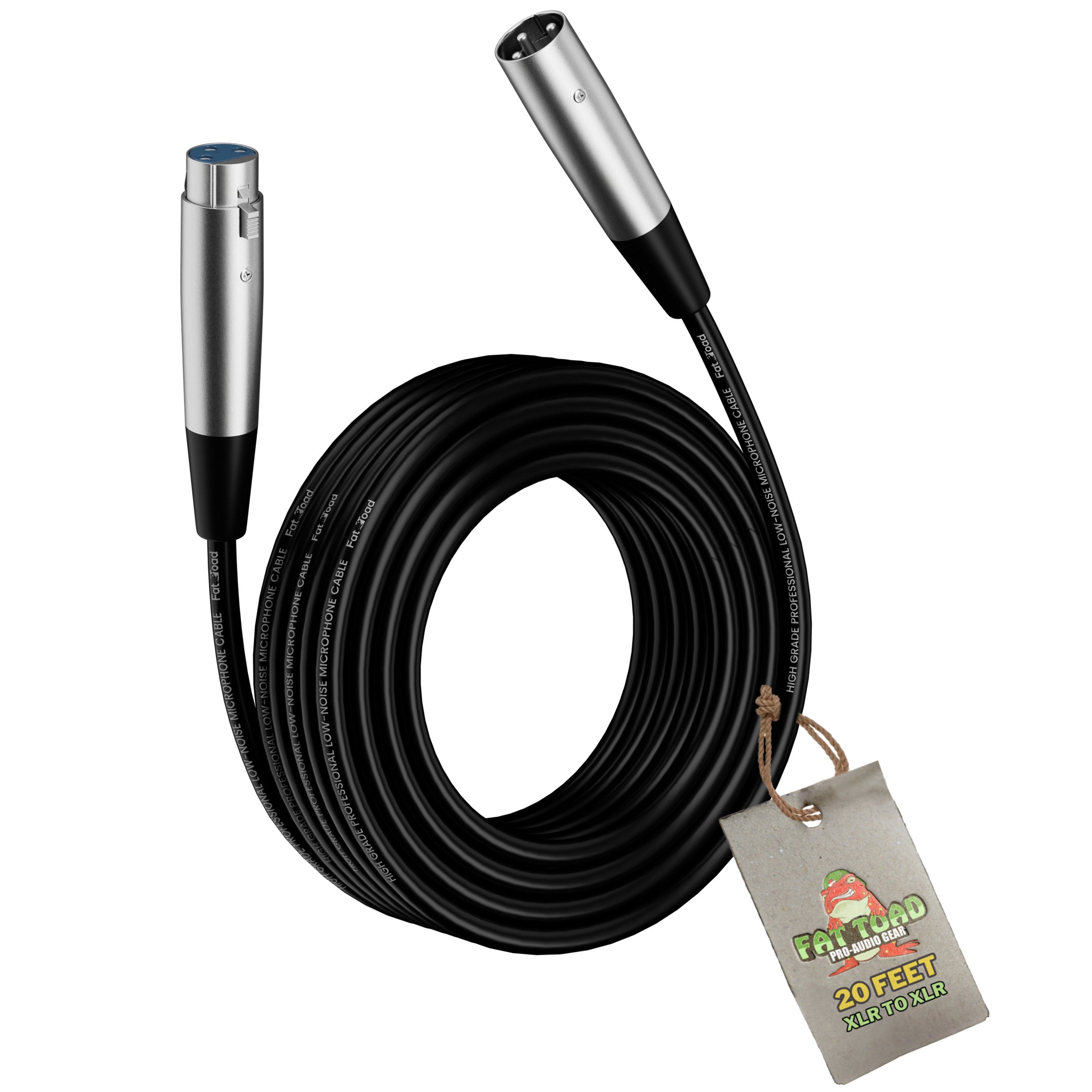 XLR Microphone Cable by FAT TOAD - 20ft Professional Pro Audio Mic Cord Extension Patch with Male to Female Lo-Z Connector - 24 AWG Wire & Balanced GeekStands.com