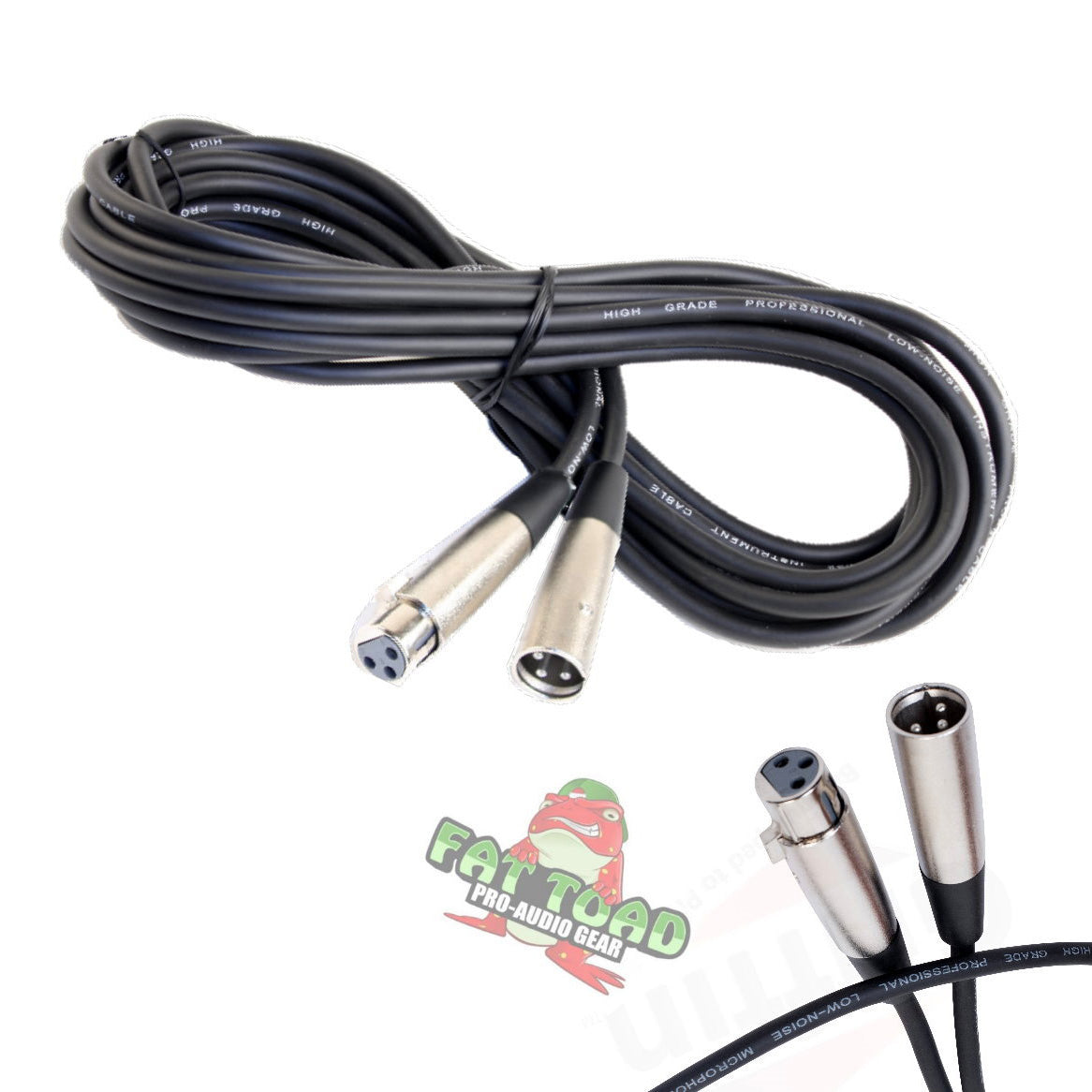XLR Microphone Cable by FAT TOAD - 20ft Professional Pro Audio Mic Cord Extension Patch with Male to Female Lo-Z Connector - 24 AWG Wire & Balanced GeekStands.com