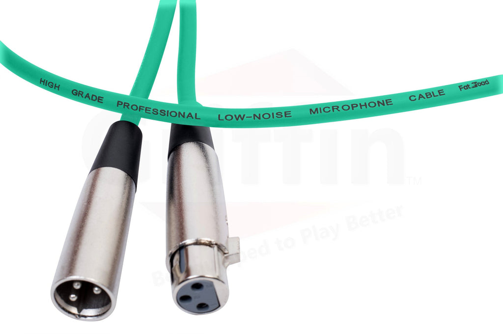 XLR Microphone Cables (2 Pack) by FAT TOAD - 50ft Pro Audio Green Mic Cord Patch Extension & Male to Female Lo-Z Connector - 24 AWG Shielded Wire GeekStands.com