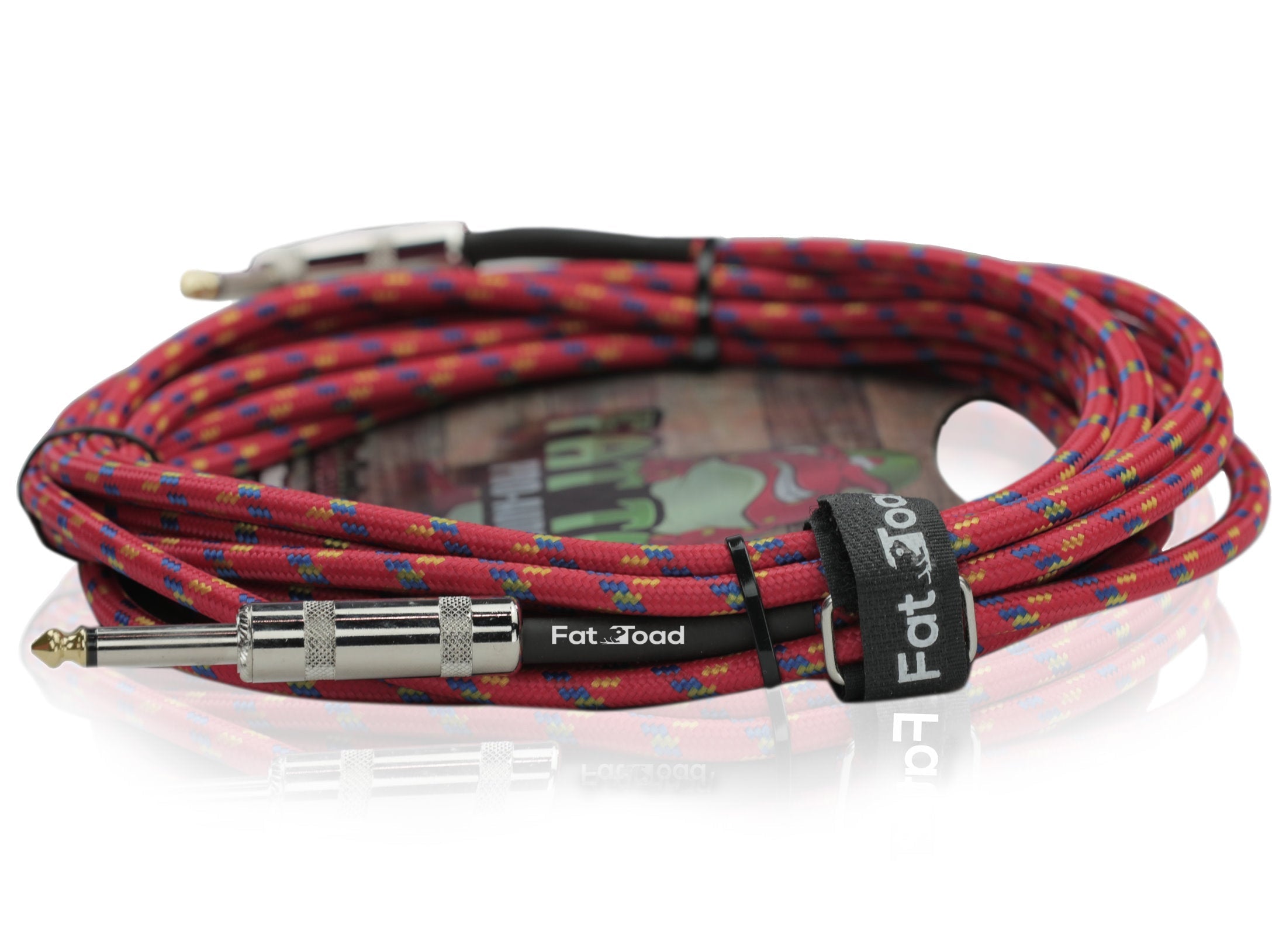 16 PACK - FAT TOAD Guitar Cords Right Angle to Straight-End Instrument Cable Tweed Cloth Jacket | Braided Woven 20FT 1/4 Inch Jack TS for Electric Guitar, Bass, AMP | Shielded 24 AWG Patch Conductor GeekStands.com
