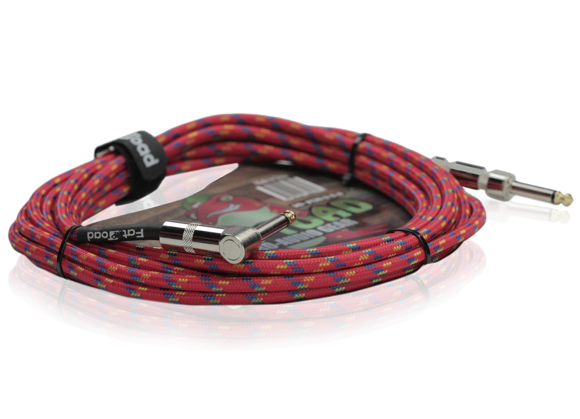 16 PACK - FAT TOAD Guitar Cords Right Angle to Straight-End Instrument Cable Tweed Cloth Jacket | Braided Woven 20FT 1/4 Inch Jack TS for Electric Guitar, Bass, AMP | Shielded 24 AWG Patch Conductor GeekStands.com