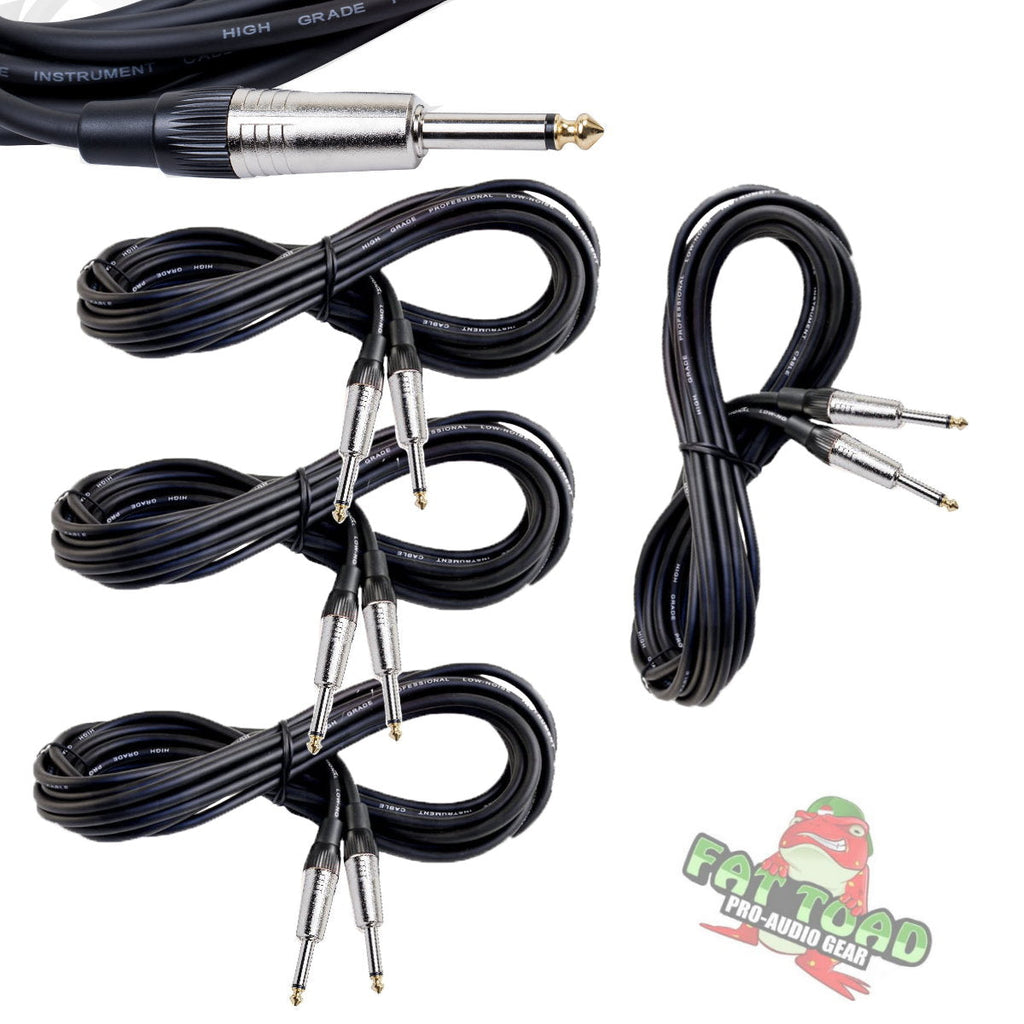 Guitar Cables (4 Pack) Instrument Cord by FAT TOAD | 24 AWG Patch Conductor for Electric or Acoustic Guitar, Bass, Amps, Keyboards & Pro-Audio DJ Recording Studio PA | 20FT 1/4 Inch Straight-End Wires GeekStands.com
