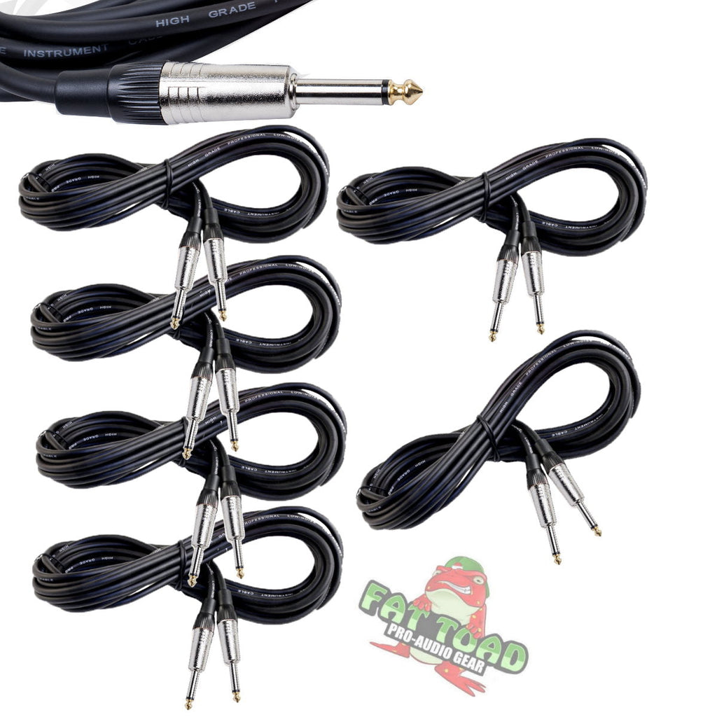 Guitar Cords (6 Pack) Instrument Cable by FAT TOAD | 20FT Wires 1/4 Inch Gold Straight-End for Electric, Acoustic, Bass, Keyboards, Speakers, Sound AMP & Music Recording Studio | Shielded 24 AWG Patch GeekStands.com