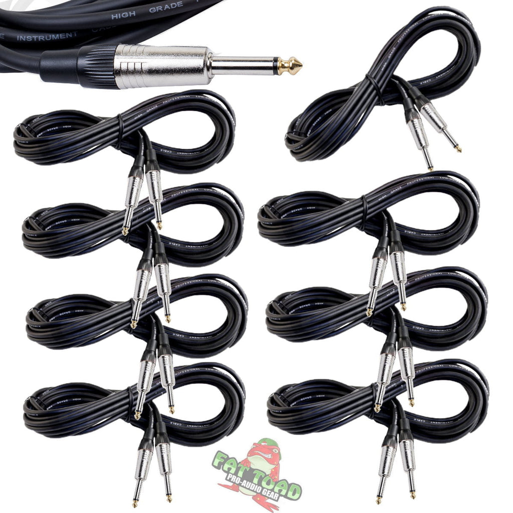 Guitar Cables (4 Pack) Instrument Cord by FAT TOAD | 24 AWG Patch Conductor for Electric or Acoustic Guitar, Bass, Amps, Keyboards & Pro-Audio DJ Recording Studio PA | 20FT 1/4 Inch Straight-End Wires GeekStands.com