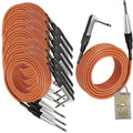 Right-Angled Guitar Cables (8-Pack) by FAT TOAD - 20FT 1/4-Inch Straight-End 24 GA Wires for Electric Guitar, Bass, Pedal, Keyboard, Speaker Amplifier & Audio Studio Recording GeekStands.com