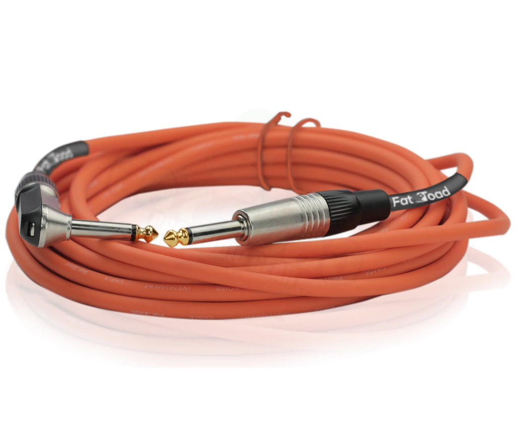 24 PACK - Right Angled Guitar Cables by FAT TOAD | Instrument Cords 20FT 1/4 Quarter Inch Straight-End 24GA Wires for Electric Guitar Pedal, Bass, Keyboards, Speaker Amplifier & Audio Studio Recording GeekStands.com