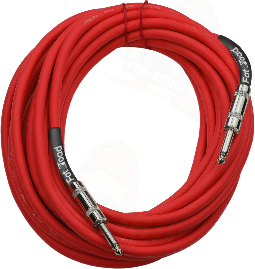 1/4" to 1/4 Male Jack Speaker Cables (2 Pack) by FAT TOAD - 25ft Professional Pro Audio Red DJ Speakers PA Patch Cords - Quarter Inch 12 AWG Wire GeekStands.com