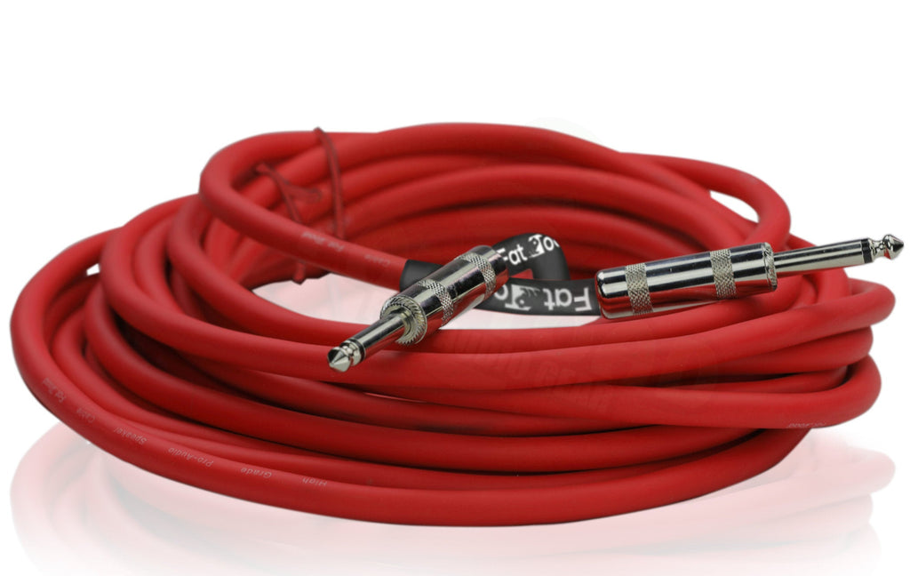 1/4" to 1/4 Male Jack Speaker Cables (2 Pack) by FAT TOAD - 25ft Professional Pro Audio Red DJ Speakers PA Patch Cords - Quarter Inch 12 AWG Wire GeekStands.com