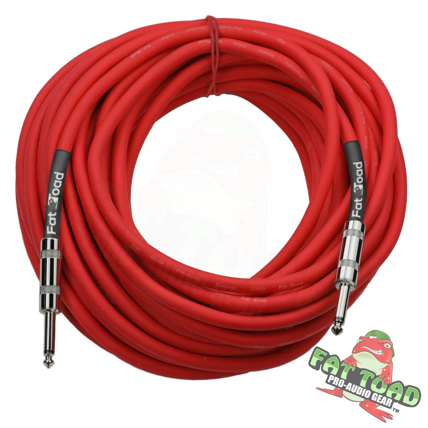1/4" to 1/4 Speaker Cable by FAT TOAD | 50ft Professional Pro Audio Red DJ Speaker PA Patch Cord Quarter inch Male Jack | 12 AWG Gauge Wire for Impeccable Studio Recording & Stage Performance AMP Gear GeekStands.com