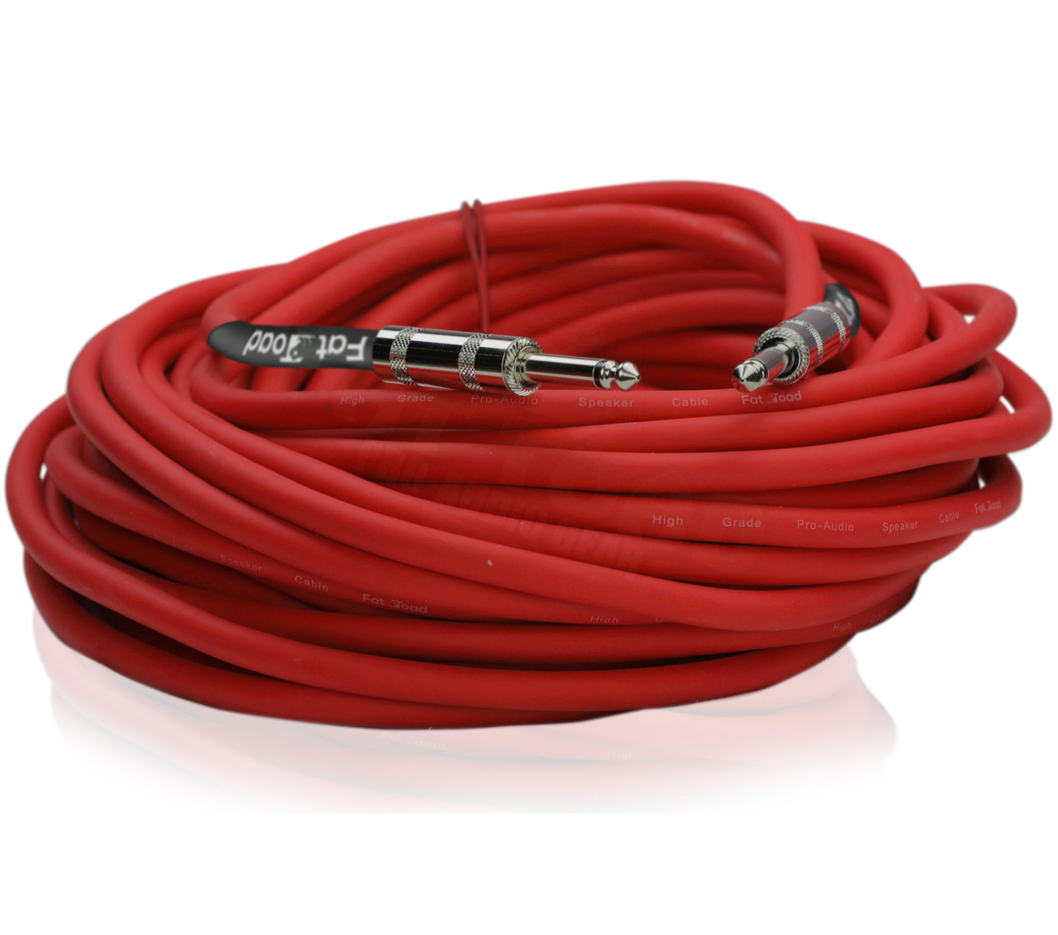 1/4" to 1/4 Male Jack Speaker Cables (2 Pack) by FAT TOAD | 50ft Professional Pro Audio Red DJ Speakers PA Patch Cords | Quarter Inch 12 AWG Gauge Wire for Amp, Music Studio Recording & Stage Gear GeekStands.com