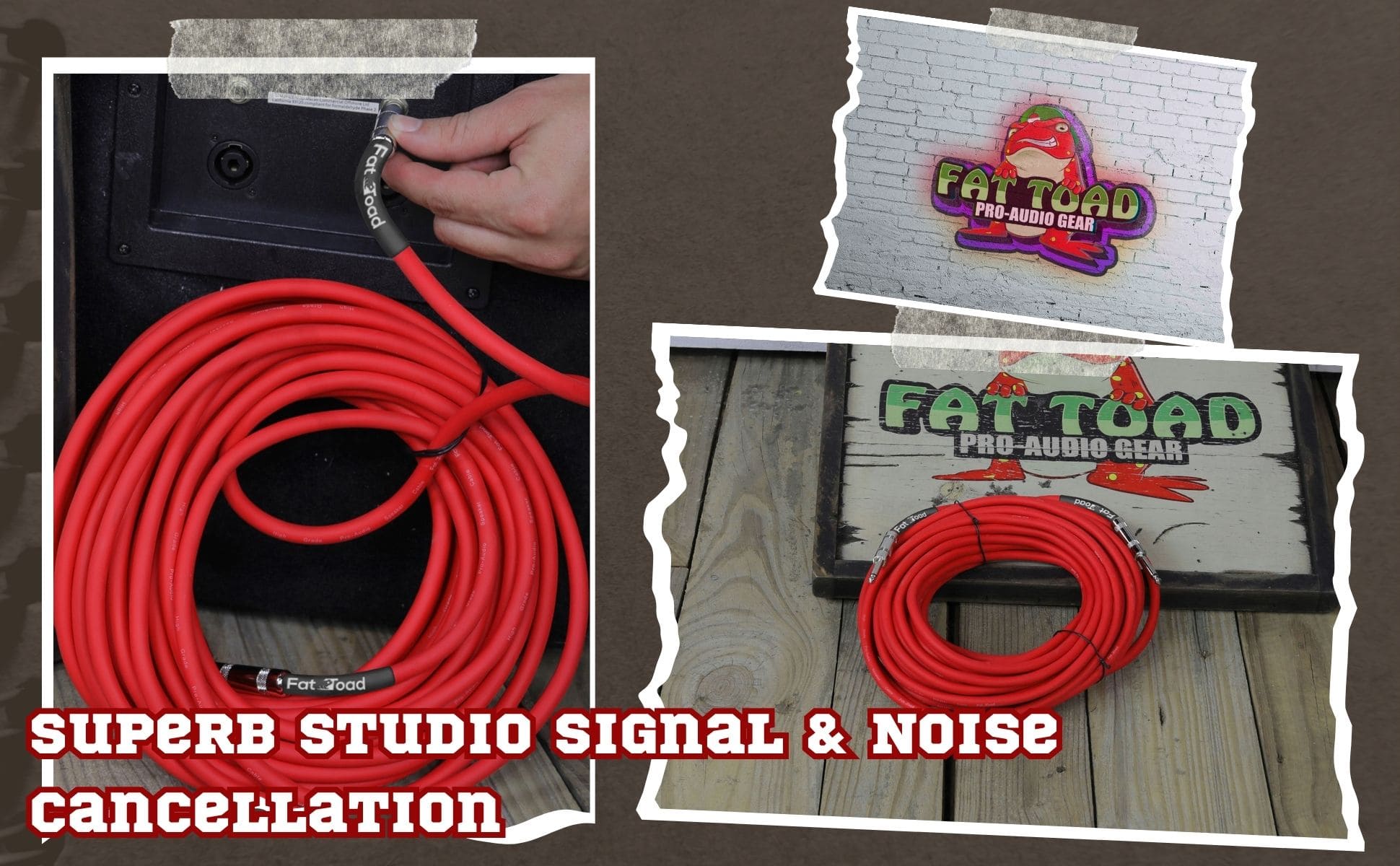 1/4" to 1/4 Speaker Cable by FAT TOAD - 50ft Professional Pro Audio Red DJ Speaker PA Patch Cord Quarter inch Male Jack - 12 AWG Gauge Wire for Studio GeekStands.com