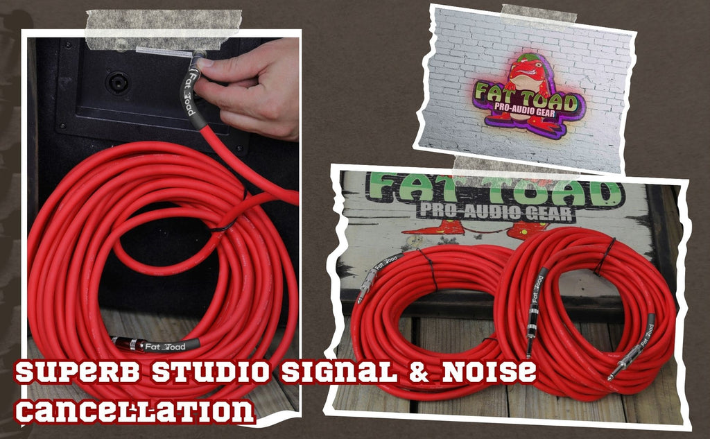 1/4" to 1/4 Male Jack Speaker Cables (2 Pack) by FAT TOAD - 50ft Professional Pro Audio Red DJ Speakers PA Patch Cords - Quarter Inch 12 AWG Wire GeekStands.com