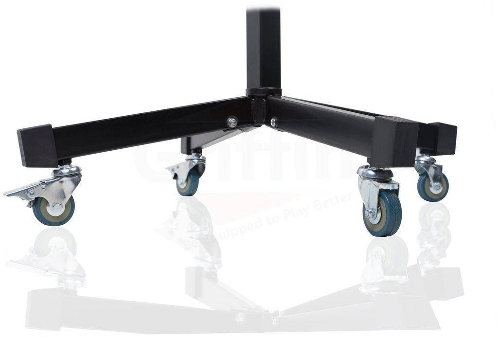 Studio Mixer Stand DJ Cart by GRIFFIN - Rolling Standing Rack On Casters with Adjustable Height - Portable Turntable Holder Mount For Digital Machine GeekStands.com