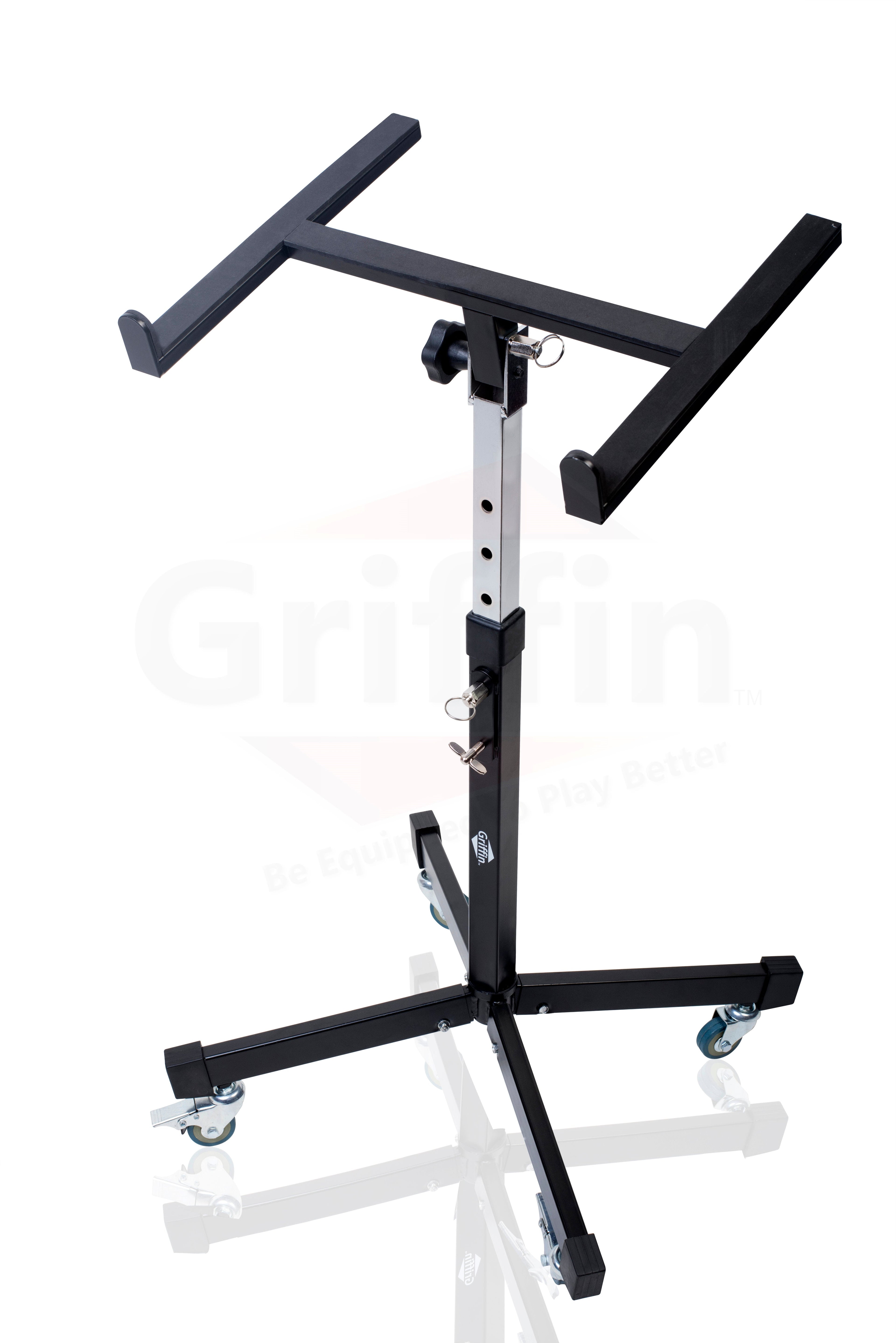 Studio Mixer Stand DJ Cart by GRIFFIN | Rolling Standing Rack On Casters with Adjustable Height | Portable Turntable Holder | Mobile Mount For Digital Drum Machine, Mixing Audio Gear & Music Equipment GeekStands.com