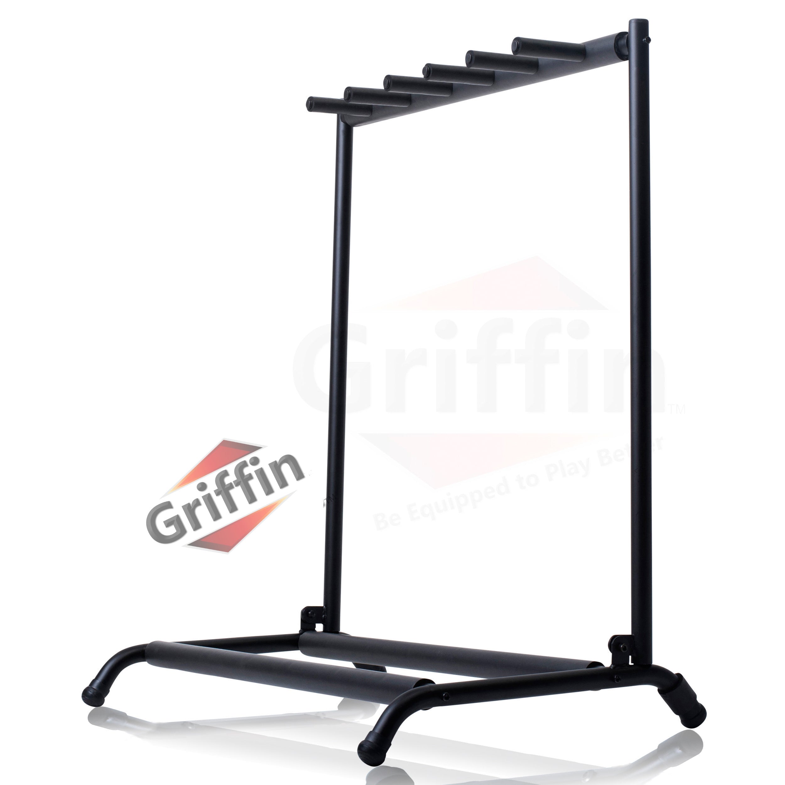 Five Guitar Rack Stand by GRIFFIN | Holder for 5 Guitars & Folds Up For Easy Transport | Neoprene Tubing Accessories | Ideal For Music Bands, Recording Studios, Schools, Stage Performers & Artists GeekStands.com