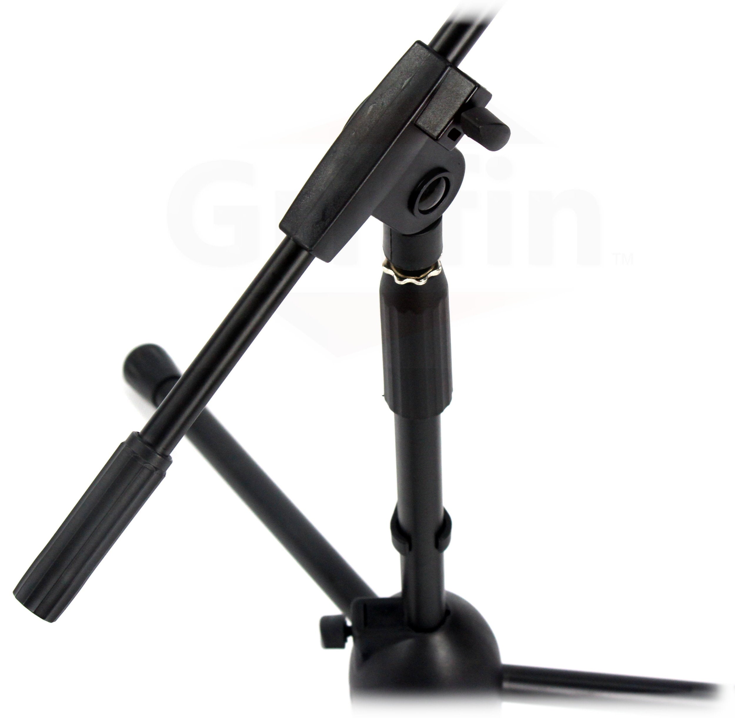 2 PACK- Low Profile Microphone Stand by GRIFFIN | Short Tripod Mic Stand Mount with Boom Arm for Kick Bass Drum, Studio Desktop Recording, Singing & Guitar Amplifiers | Small Height Telescoping Holder GeekStands.com