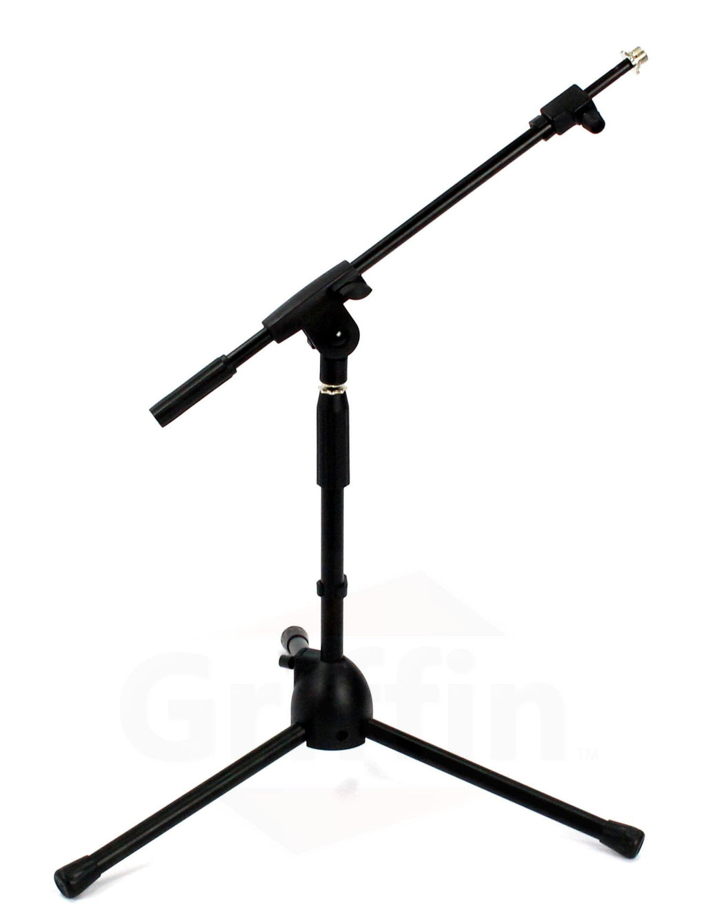 Low-Profile Microphone Stand (2 PACK) by GRIFFIN - Short Tripod Mic Stand Mount with Boom Arm for Kick Bass Drum, Studio Desktop Recording, Singing & Guitar Amplifiers - Small Height Telescoping Holder GeekStands.com