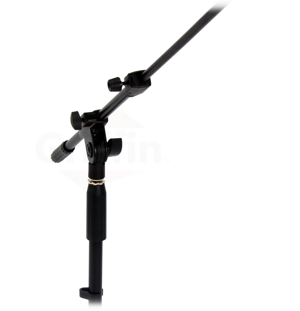 Low-Profile Microphone Stand (2 PACK) by GRIFFIN - Short Tripod Mic Stand Mount with Boom Arm for Kick Bass Drum, Studio Desktop Recording, Singing & Guitar Amplifiers - Small Height Telescoping Holder GeekStands.com