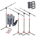 Microphone Stand with Telescoping Boom Arm, 20 Ft XLR Cable (Pack of 4) by GRIFFIN - Handheld Dynamic Mic & Clip  - DJ Pro-Audio Cardioid Singing Mic GeekStands.com