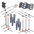 Microphone Boom Stand (GRIFFIN 6 Pack) with Cardioid Vocal Microphones & XLR Mic Cables - Karaoke Holder & Tripod Mount - Handheld Unidirectional Mics GeekStands.com