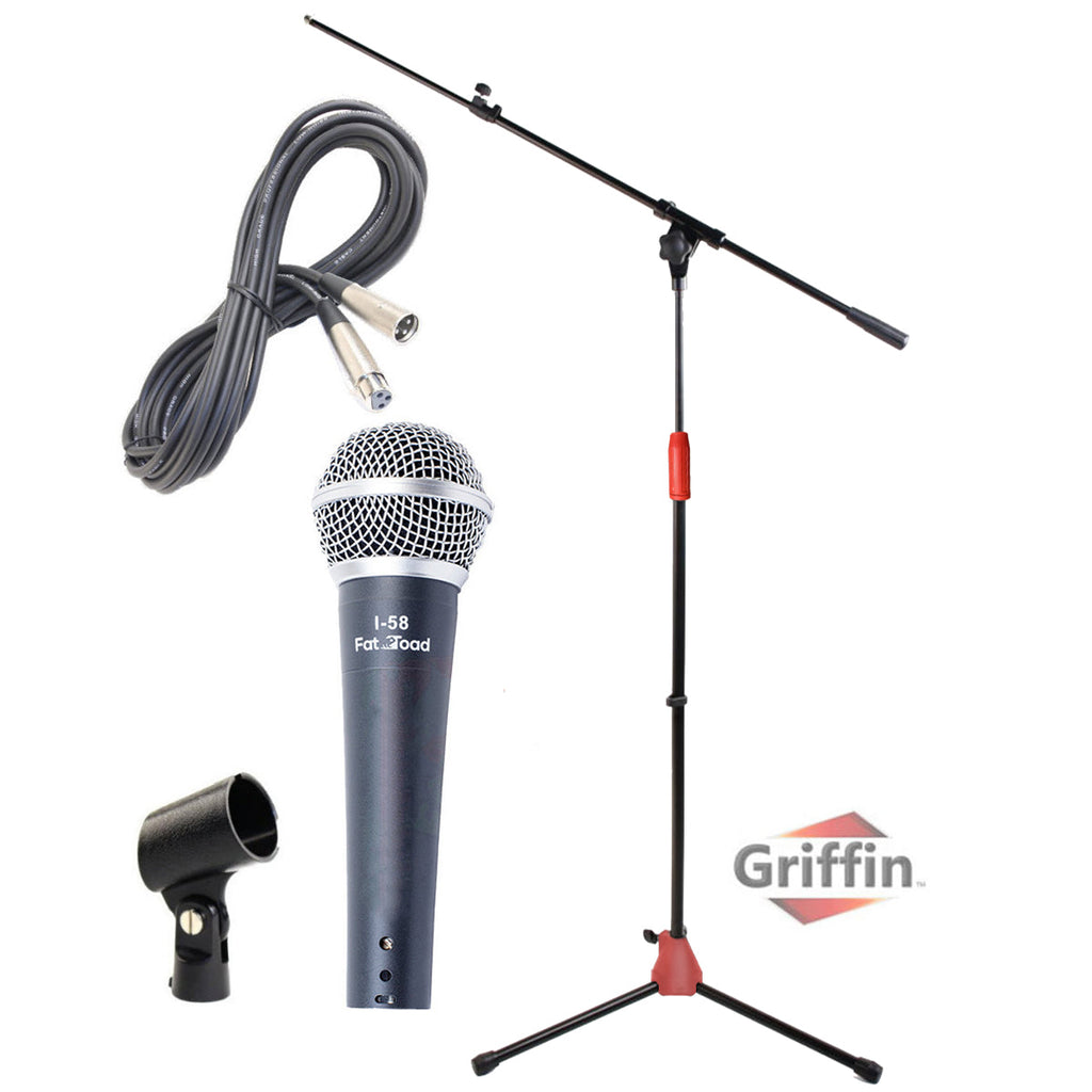 Microphone Stand Studio Package by GRIFFIN - Telescoping Boom Arm Mount & Tripod Holder - Singing Handheld Vocal Microphone, 20FT XLR Mic Cable GeekStands.com