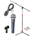 Microphone Stand Studio Package by GRIFFIN - Telescoping Boom Arm Mount & Tripod Holder - Singing Handheld Vocal Microphone, 20FT XLR Mic Cable GeekStands.com