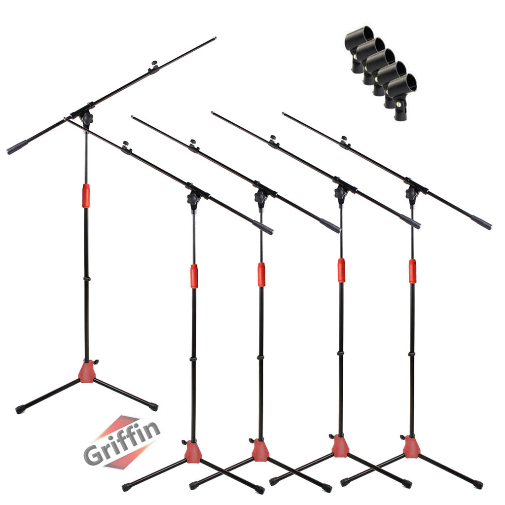 Microphone Boom Stand with Telescopic Arm (Pack of 5) by GRIFFIN - Adjustable Holder Mount For Studio Recording Accessories, Singing Vocal Karaoke GeekStands.com