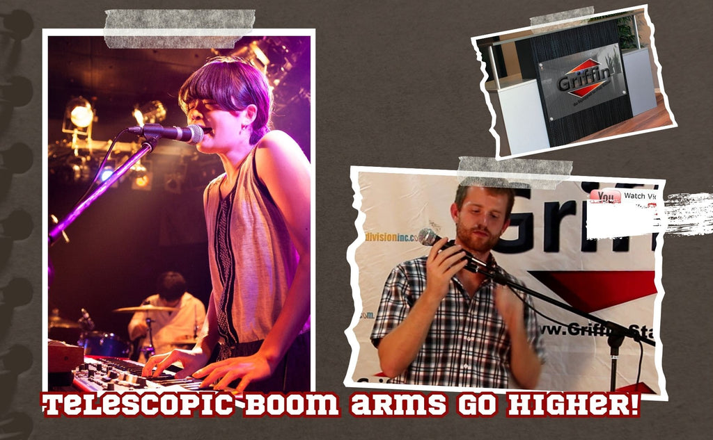 Microphone Stand with Telescoping Boom, XLR Cable and Mic Clip Package by GRIFFIN - Tripod Premium Quality for Studio, Karaoke, Live Stage Studio GeekStands.com