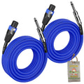 Speakon to 1/4" Male Cables (2 Pack) by FAT TOAD - 25 ft Professional Pro Audio Blue DJ Speaker PA Cord with Twist Lock Connector - 12 AWG Wire GeekStands.com